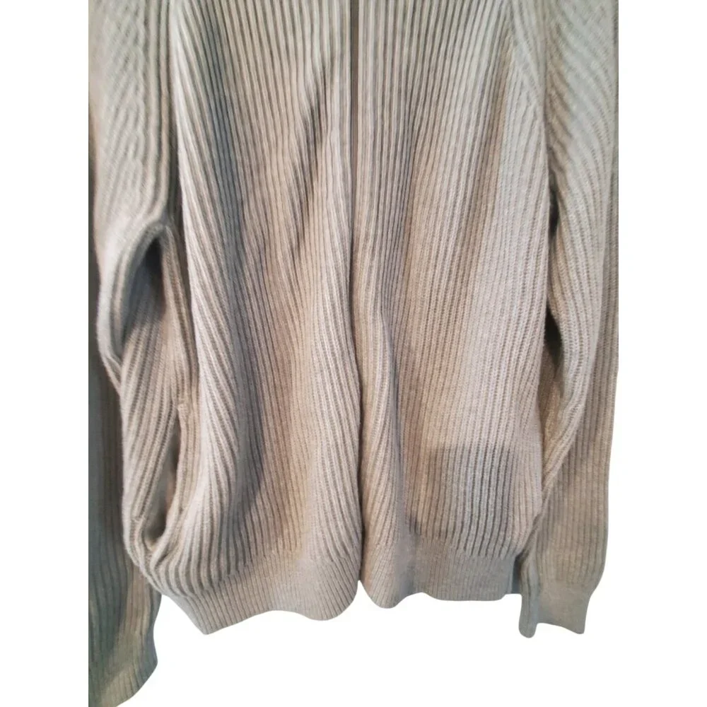 J Crew cardigan sweater mens XL gray ribbed funnelneck zip cotton